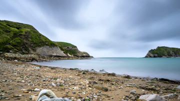 обоя природа, побережье, горы, озеро, пляж, камни