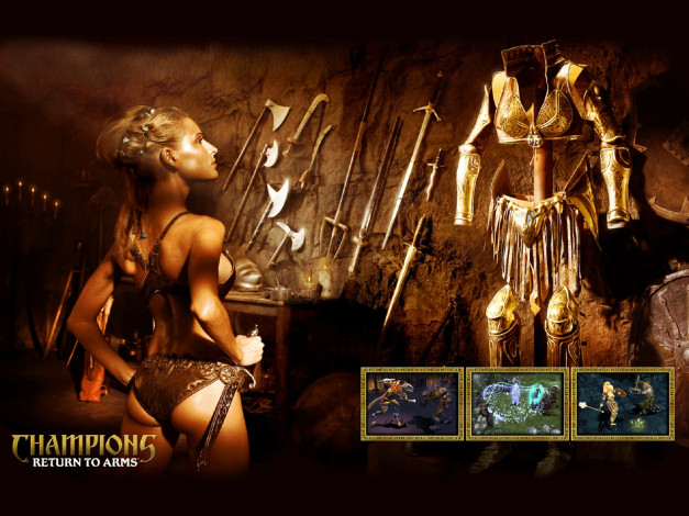 Обои картинки фото видео игры, champions,  return to arms, девушка, оружие, облачение, амуниция