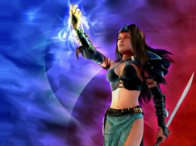 Обои картинки фото видео игры, spellforce,  the order of dawn, девушка, меч, магия