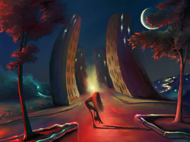 Обои картинки фото рисованные, города