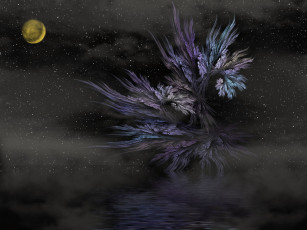 Картинка 3д графика fractal фракталы абстракция луна звёзды