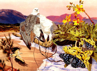 Картинка тони оливер рисованные tony oliver цветы бабочки орлы