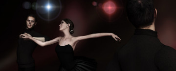 Картинка 3д графика people люди тёмный танец мужчина девушка