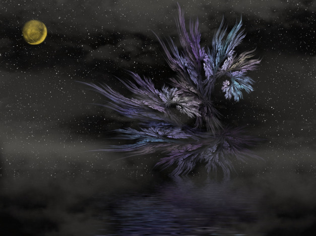 Обои картинки фото 3д, графика, fractal, фракталы, абстракция, луна, звёзды