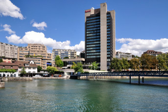 Картинка zurich switzerland города цюрих швейцария река мост дома