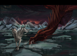 Картинка рисованные животные сказочные мифические дракон собака