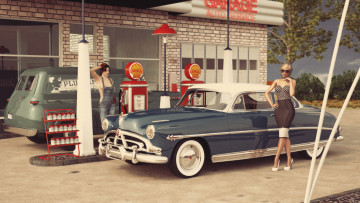 Картинка автомобили 3д заправка девушки