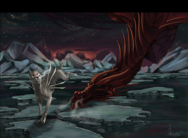 Обои картинки фото рисованные, животные, сказочные, мифические, дракон, собака