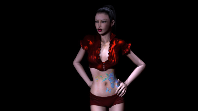 Обои картинки фото 3д, графика, people, люди, девушка, взгляд, тату