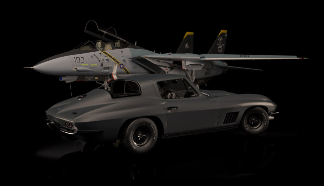 Обои картинки фото автомобили, corvette, истребитель