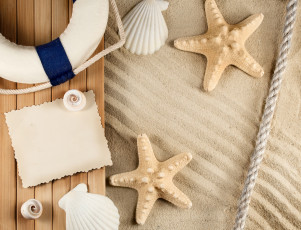 Картинка разное ракушки +кораллы +декоративные+и+spa-камни песок бумага морские звезды улитки компас круг канат