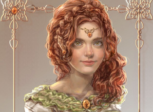 Картинка рисованные люди портрет sillselly девушка платье взгляд волнистые волосы