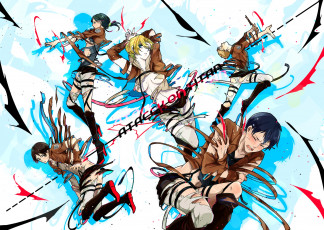 Картинка аниме shingeki+no+kyojin атака титанов арт персонажи