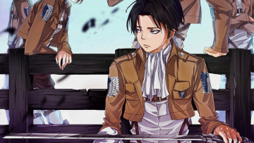Картинка аниме shingeki+no+kyojin лезвие rivaille levi атака титанов арт