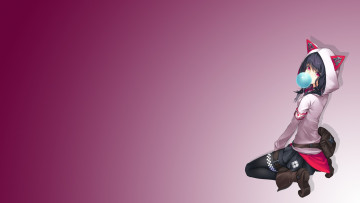 Картинка аниме *unknown+ другое арт красный фон девушка