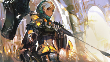 Картинка by+panamaman аниме -weapon +blood+&+technology молот взгляд девушка оружие арт