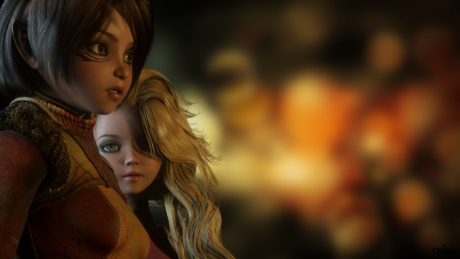 Обои картинки фото 3д графика, люди , people, взгляд, девушки