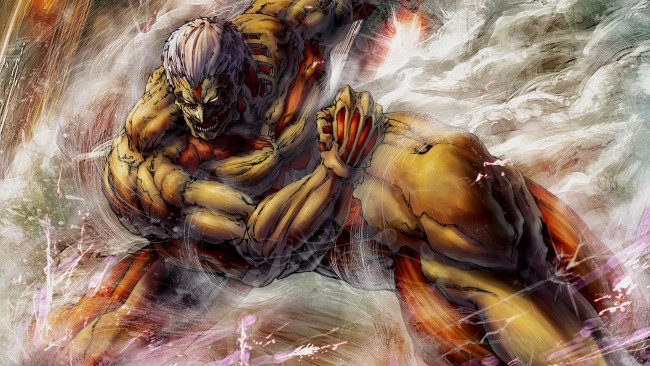 Обои картинки фото аниме, shingeki no kyojin, титан, атака, титанов, арт, reiner, braun