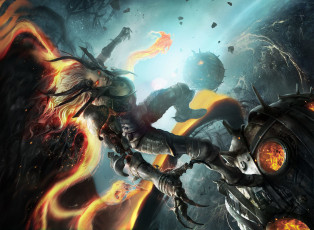 Картинка фэнтези демоны фантастика агрессия рога взгляд девушка демон арт