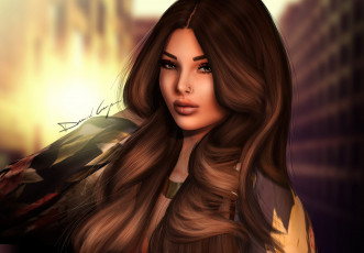 Картинка 3д+графика портрет+ portraits лицо девушка фон губы волосы