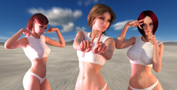 Картинка 3д+графика люди+ people девушки взгляд фон