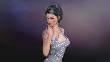 обоя 3д графика, люди , people, девушка, взгляд, фон