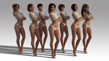 Картинка 3д+графика люди+ people девушки взгляд фон