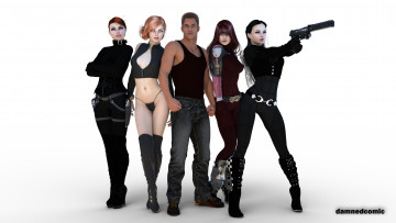 Картинка 3д+графика люди+ people девушки взгляд фон оружие парень