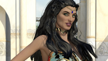 Картинка 3д+графика портрет+ portraits фон девушка взгляд