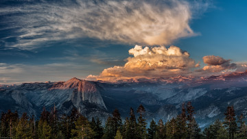 Картинка природа горы лес облака