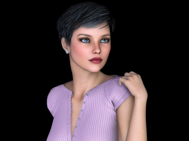 Обои картинки фото 3д графика, люди , people, девушка, взгляд, фон