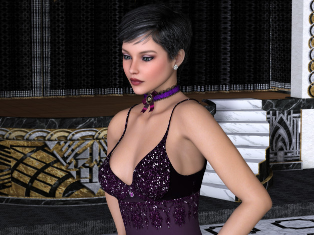 Обои картинки фото 3д графика, люди , people, девушка, взгляд, фон