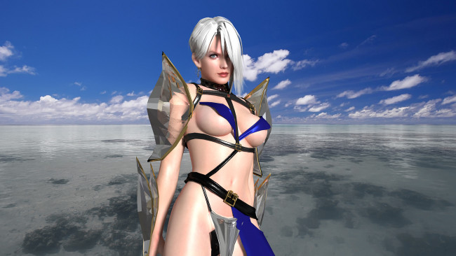 Обои картинки фото 3д графика, фантазия , fantasy, фон, блондинка, взгляд, девушка