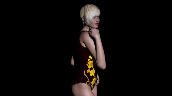 Обои картинки фото 3д графика, люди , people, девушка, взгляд, фон