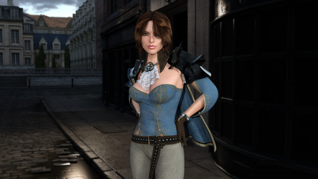 Обои картинки фото 3д графика, люди , people, девушка, взгляд, фон