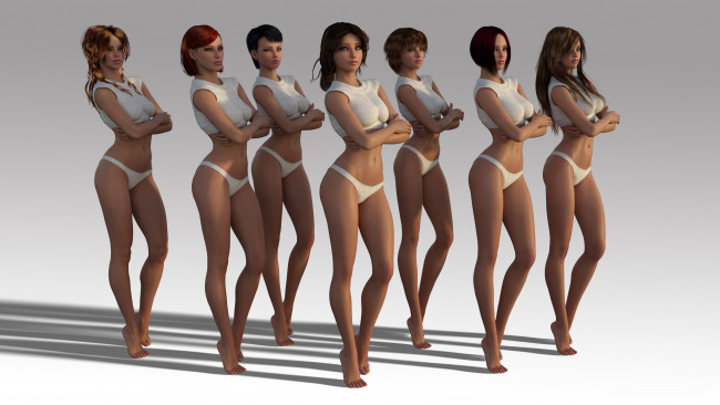 Обои картинки фото 3д графика, люди , people, девушки, взгляд, фон