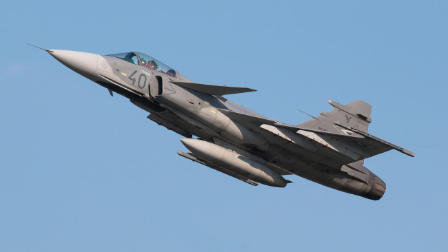 Обои картинки фото saab jas39c grippen 40, авиация, боевые самолёты, истребитель