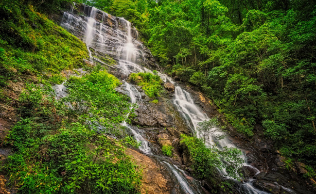 Обои картинки фото природа, водопады, водопад, река, лес