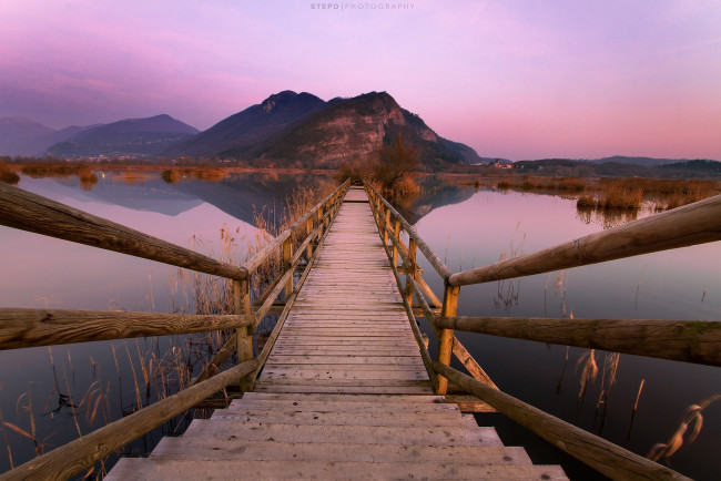 Обои картинки фото природа, дороги, горы, река, мост