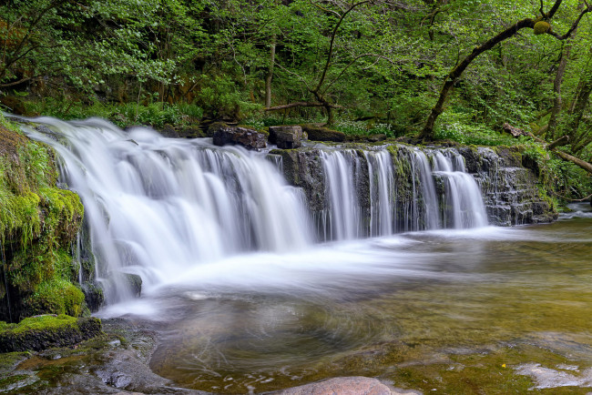 Обои картинки фото природа, водопады, водопад, река, лес
