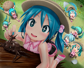 Картинка аниме vocaloid девушка взгляд фон