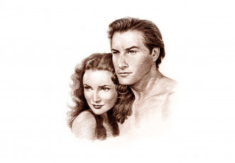 Картинка рисованное кино мужчина скетч портрет фон взгляд девушка