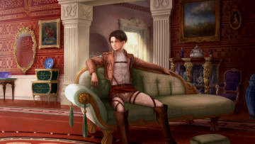 Картинка аниме shingeki+no+kyojin леви