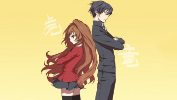 Картинка аниме toradora девушка взгляд фон парень