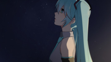 Картинка аниме vocaloid девушка взгляд фон