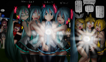 Картинка аниме vocaloid девушки взгляд фон