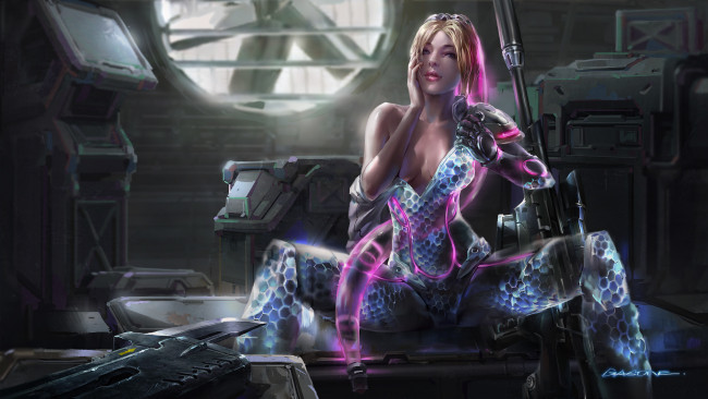 Обои картинки фото фэнтези, девушки, оружие, арт, девушка