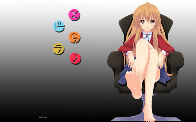 Обои картинки фото аниме, toradora, девушка, взгляд, фон