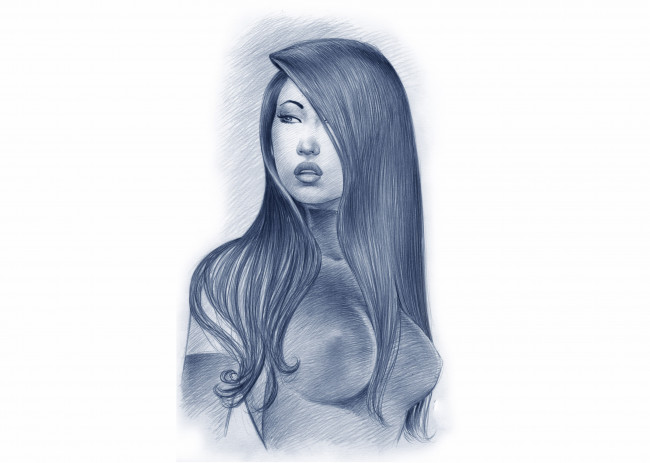 Обои картинки фото рисованное, люди, скетч, взгляд, фон, девушка, портрет