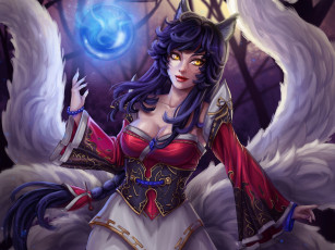 Картинка видео+игры league+of+legends девушка магия шар взгляд ahri